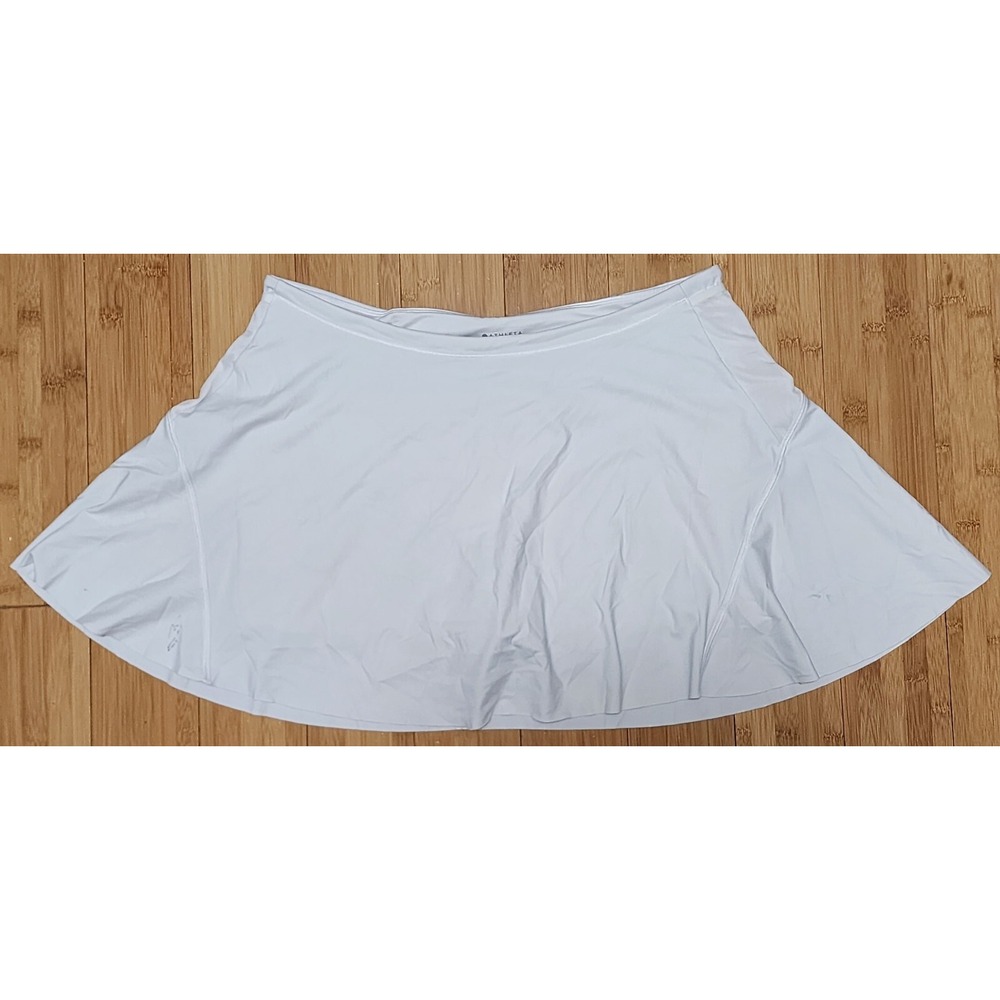 Athleta Match Point Skirt Skort Womens L High Rise Pleated White Tennis 487498